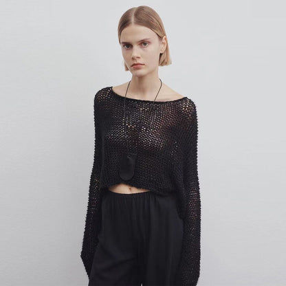 Damen Cropped Strickpullover Weite Passform Norvielle - Norvielle