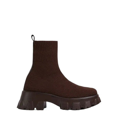Damen Stiefel Hochschaft Robustes Plateau