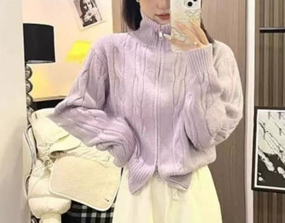 Damen Grobstrickpullover Hochkragen Norvielle