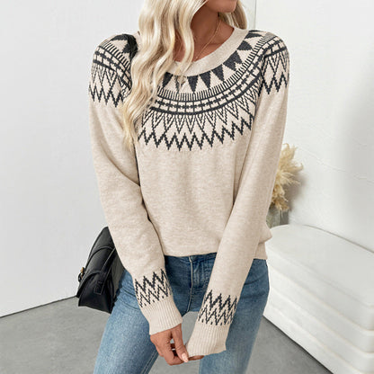 Damen Strickpullover Grafisches Muster Lässiger Schnitt Norvielle