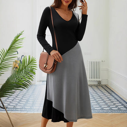 Damen Langarm-Kleid Figurbetont Moderner Schnitt Mehrfarbig