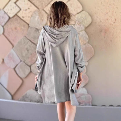 Damen Übergangsjacke mit Kapuze und Taschen Hochwertig Norvielle