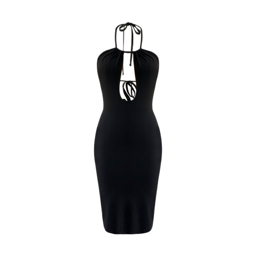 Damen Bodycon Kleid V-Ausschnitt Raffiniertes Halterdesign Norvielle