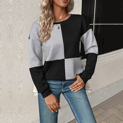 Damen Sweatshirt Blockstreifen Rundhals Norvielle