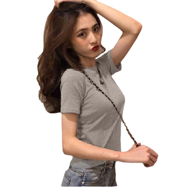 Damen T-Shirt Rundhalsausschnitt Elastisch Norvielle