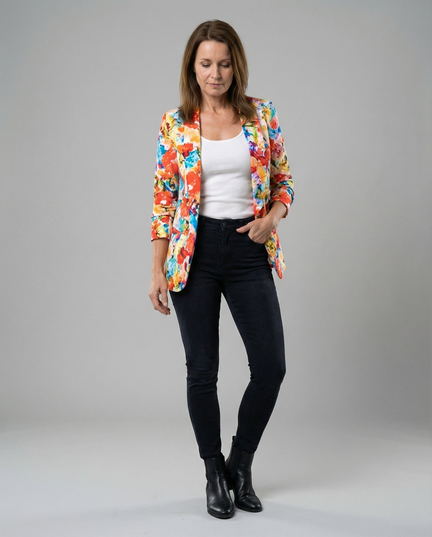 Damen Blazer Floralmuster Elegantes Design