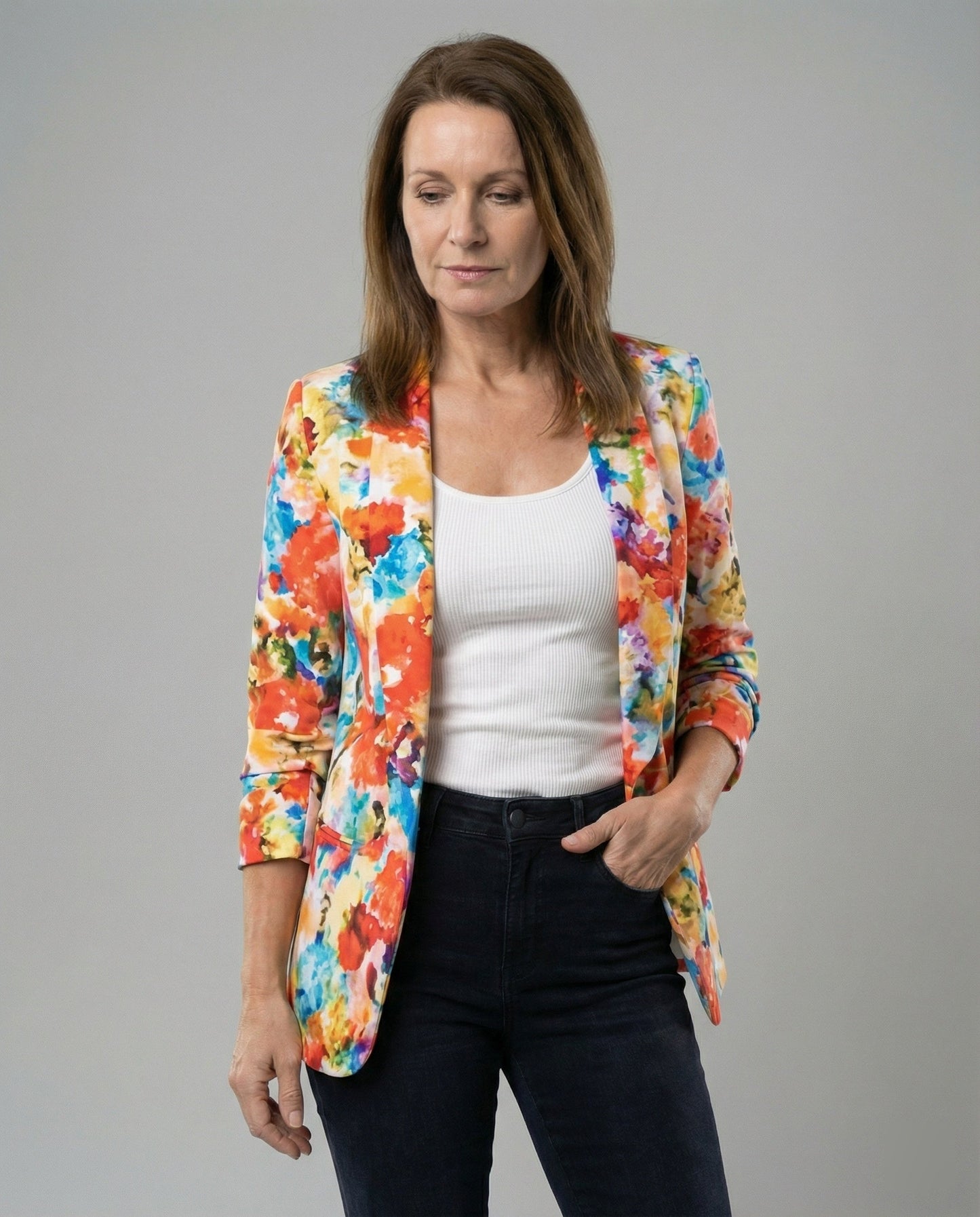 Damen Blazer Floralmuster Elegantes Design - Norvielle