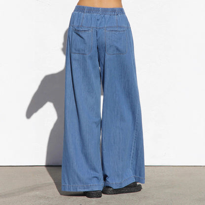 Damen Weite Denim-Hose Elastisch