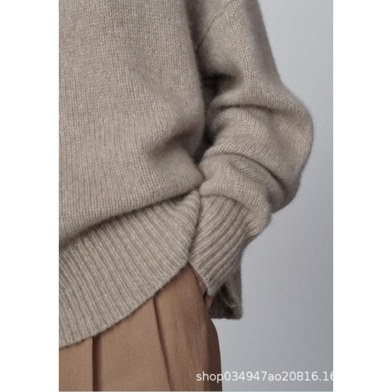 Damen Grobstrickpullover Überlange Ärmel Norvielle