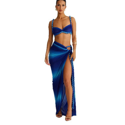 Damen Bikiniset mit Wickeltuch und Schnürdetails