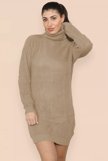 Damen Strickkleid Rollkragen Lässig Norvielle