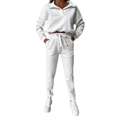 Damen Freizeitanzug Set Cropped Oberteil Bequeme Hose Norvielle