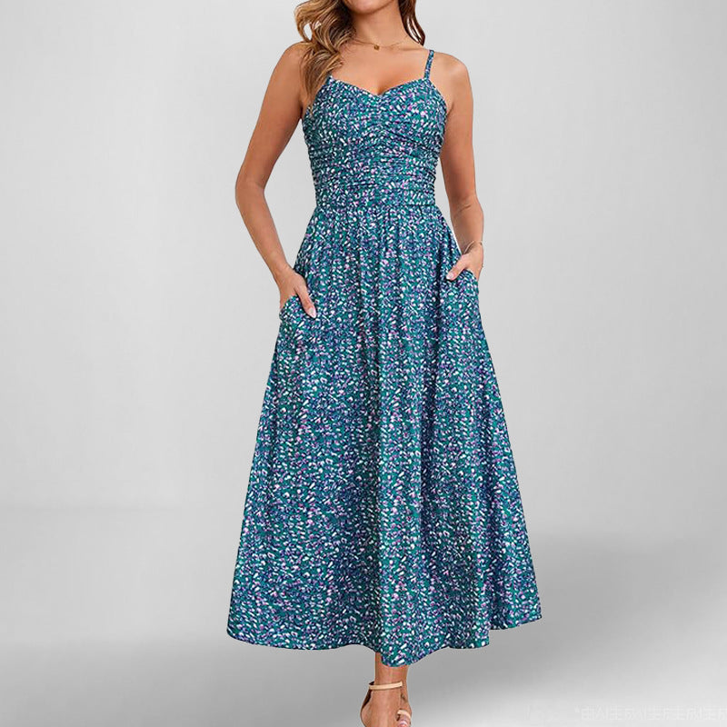 Damen Maxikleid Schmale Träger Praktische Seitentaschen Norvielle