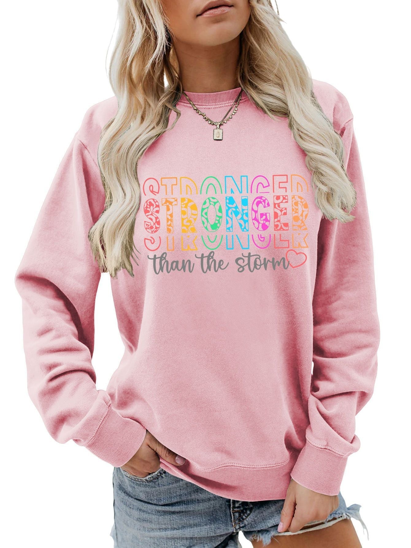 Damen Sweatshirt Lässiger Schnitt Motivierender Schriftzug Norvielle