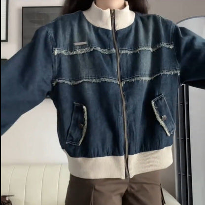 Damen Jeansjacke mit Kontrastdetails