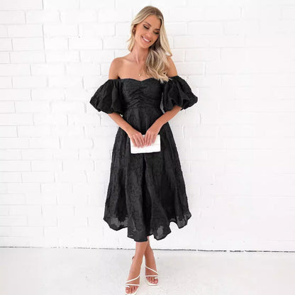 Damen Midikleid Puffärmel Floralmuster Norvielle