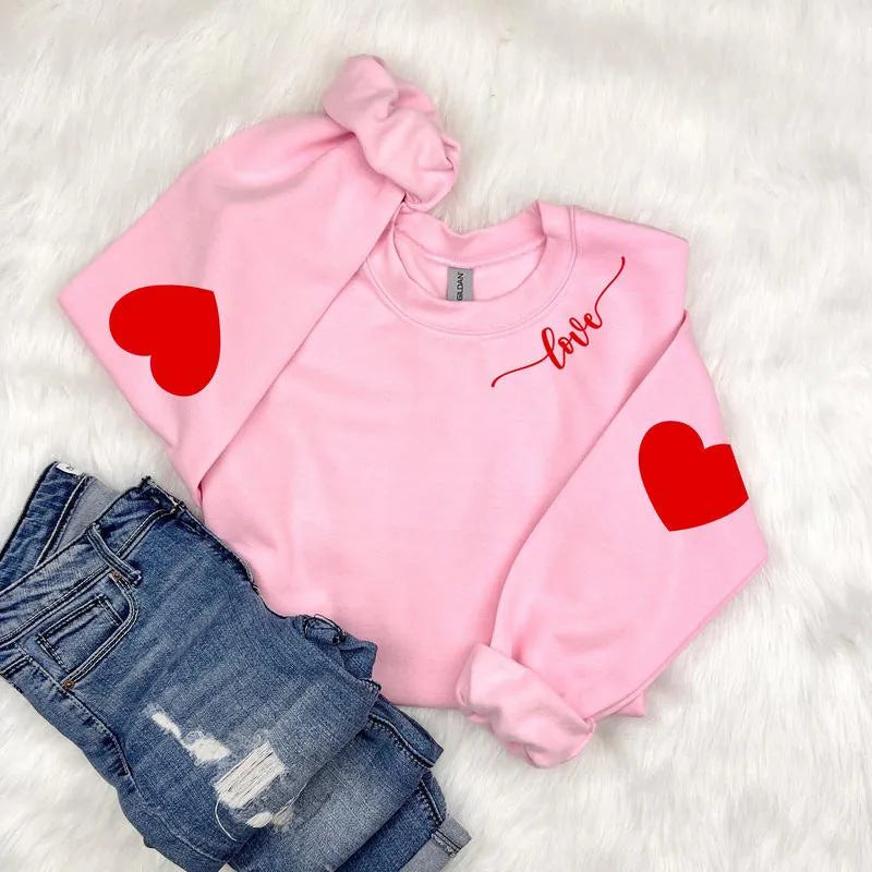 Damen Sweatshirt Herzen-Design Lässiger Schnitt Norvielle