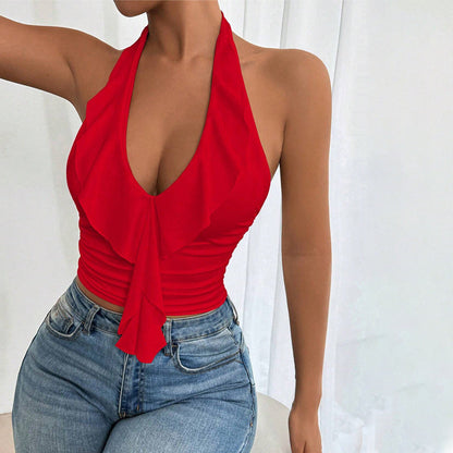 Damen Schulterfrei Fließend Rüschendesign Norvielle