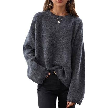 Damen Strickpullover Bequem Lässiger Schnitt Weite Ärmel Norvielle