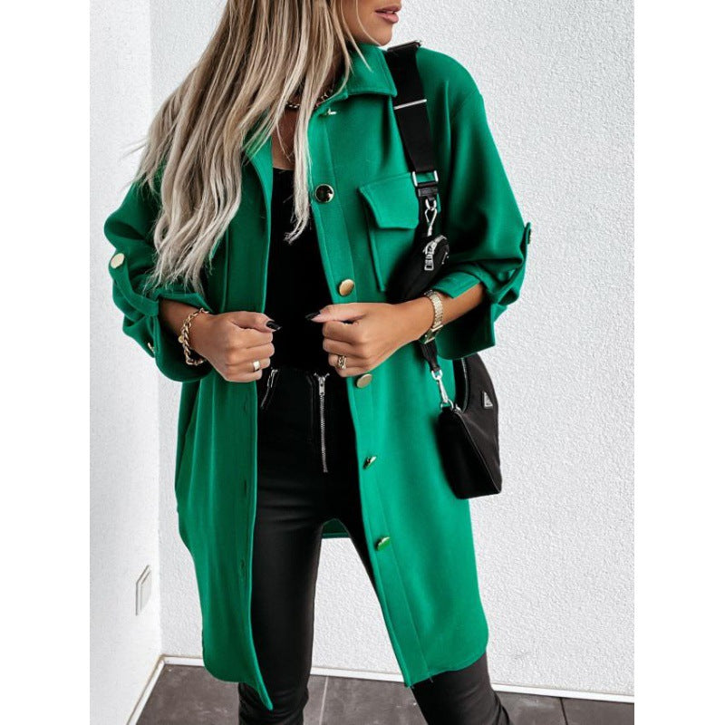 Damen Utility Jacke Knopfverschluss Taschen Norvielle