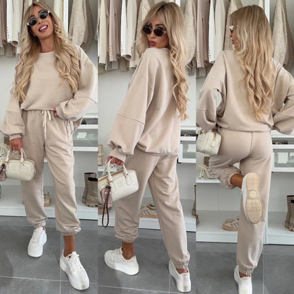 Damen Freizeitset Sweatshirt und Jogginghosen Elastisch Bequem - Norvielle