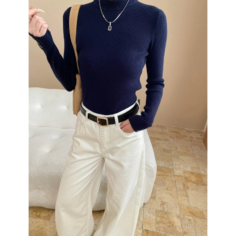 Damen Langarmshirt Rippstrick Figurbetont