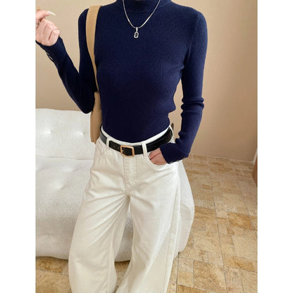 Damen Langarmshirt Rippstrick Figurbetont