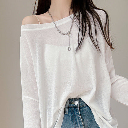 Damen Langarmshirt Feine Struktur Details Norvielle - Norvielle