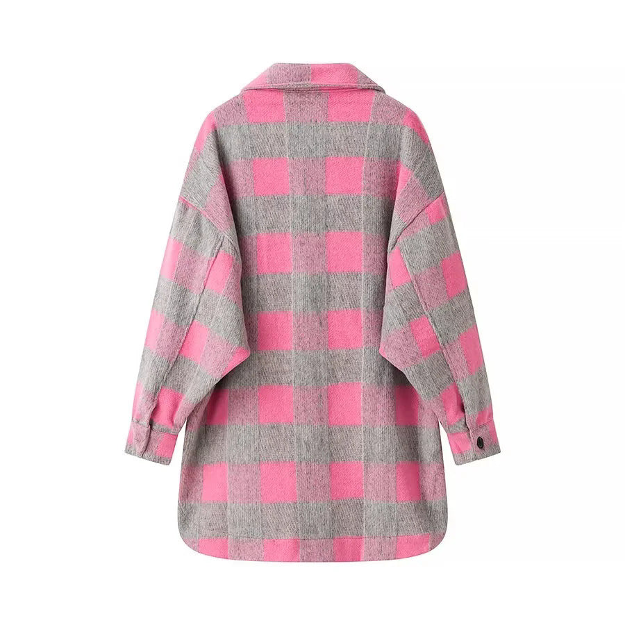 Damen Oversized Flanelljacke Karomuster Norvielle