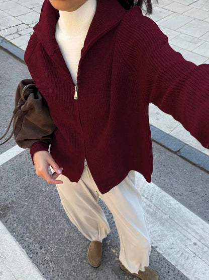 Damen Strickjacke Hochkragen Norvielle