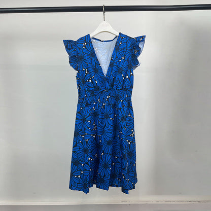 Damen Blumenkleid mit Rüschen und schwingendem Saum