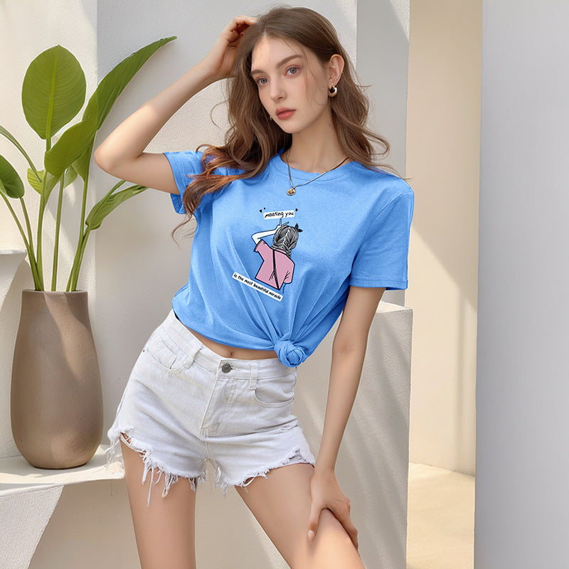 Damen Crop- mit Druck und Knotendetail