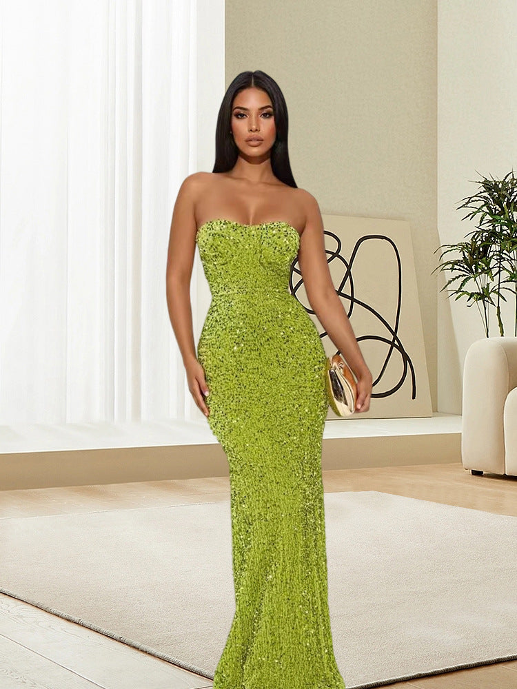Damen Abendkleid Glitzernd Bustier-Oberteil Norvielle