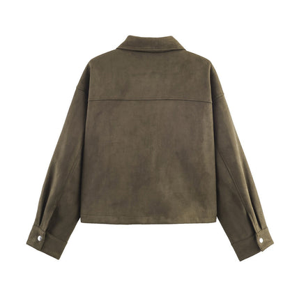 Damen Kurzjacke Kunstleder Weich