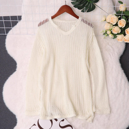 Damen Strickpullover Luftiger Mesh-Strick Modernes Design Beige - Norvielle