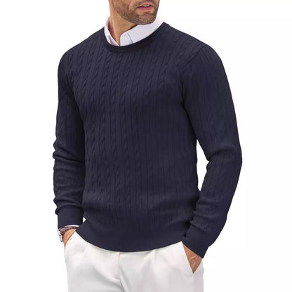 Herren Strickpullover Slim Fit Zopfstrick Komfort