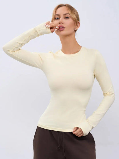 Damen Langarmshirt Weiches Material Norvielle Figurbetont