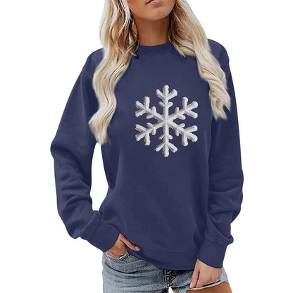 Damen Sweatshirt Schneeflockenmotiv Lässig Norvielle
