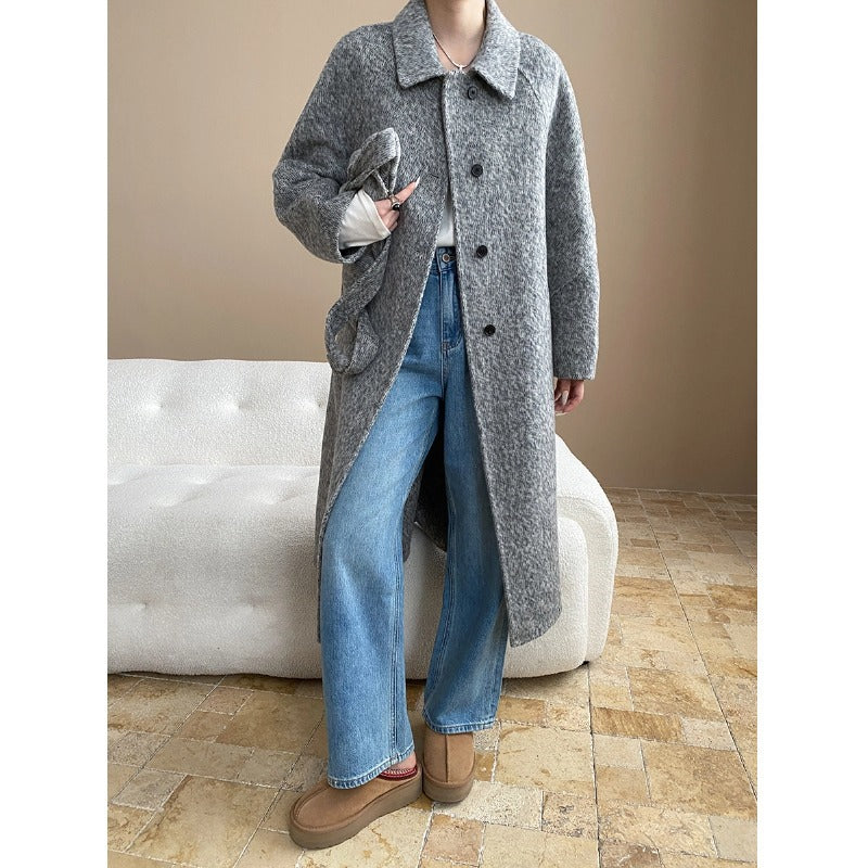 Damen Strickmantel Eleganter Schnitt Mit Taschen Beige