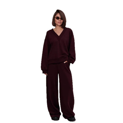 Damen Oversized Sweatshirt V-Ausschnitt Länge Lang Ärmel Grün