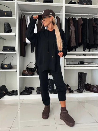 Damen Lounge-Set Oversized Kapuzenpullover Jogginghose Komfort