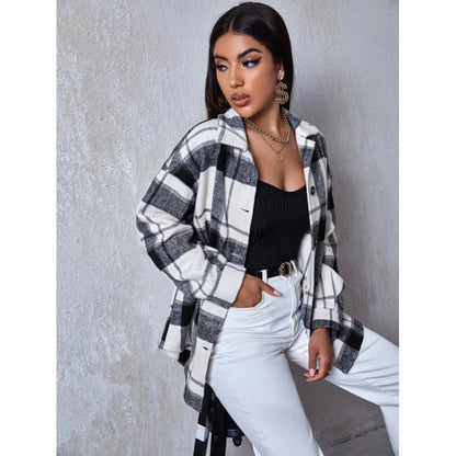 Damen Flanellhemdjacke Karomuster Schnürung Beige