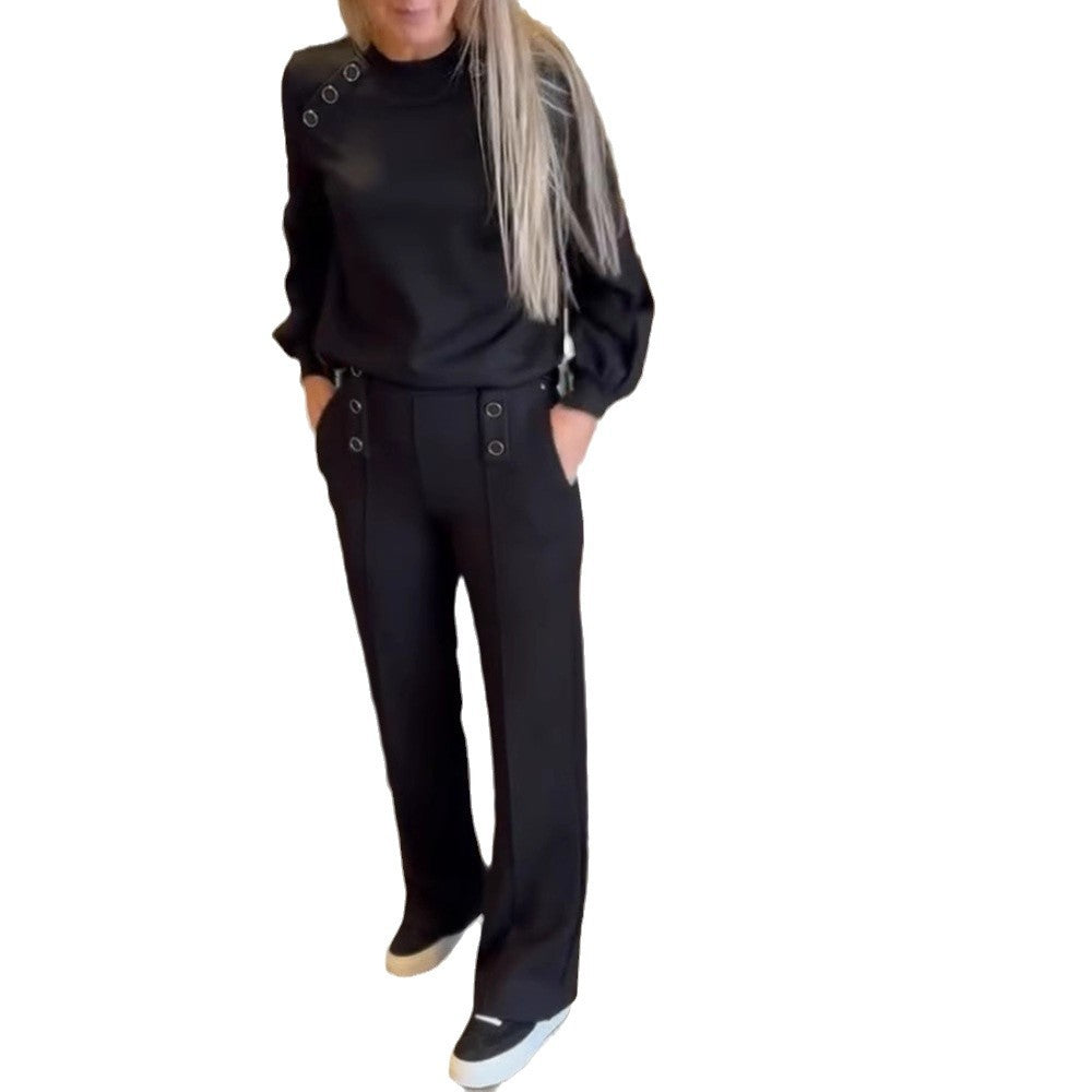 Damen Sweatshirt Set mit High-Waist-Hosen Norvielle