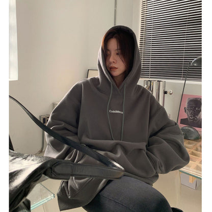 Damen Hoodie Lässiger Schnitt Kängurutasche Grau