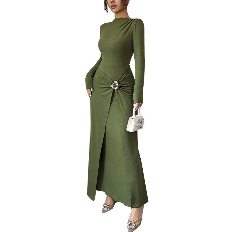 Damen Maxikleid Asymmetrisch Tailliert Norvielle