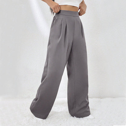 Damenweite Hose mit hohem Bund und Falten Norvielle