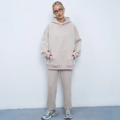 Damen Hoodie Oversized Jogginghose Modern Baumwolle Schwarz - Norvielle