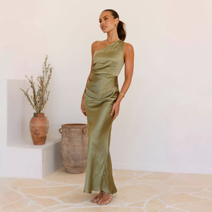 Damen Maxikleid Gekräuselt Hoch geschlitzt Norvielle