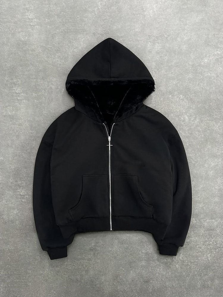 Damen Kapuzenpullover Weich Innenfutter Hochwertiger Reißverschluss