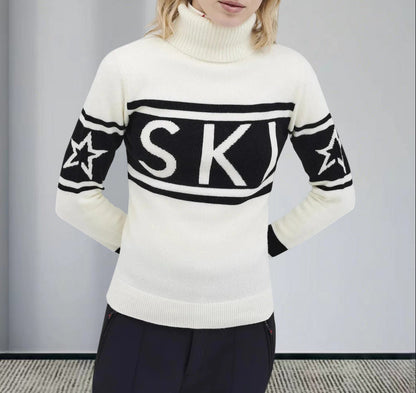 Damen Pullover Hochkragen Ski-Design Norvielle
